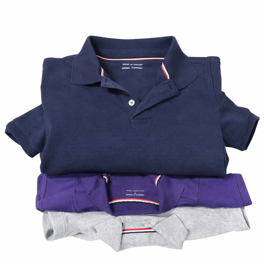 4T Liberty Valor Stacked Polo Shirt Set - Navy, Purple & Light Gray